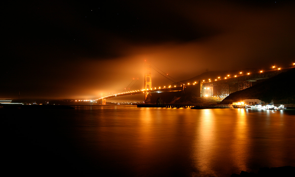The Golden Gate Bridge from Fort Baker at sunset